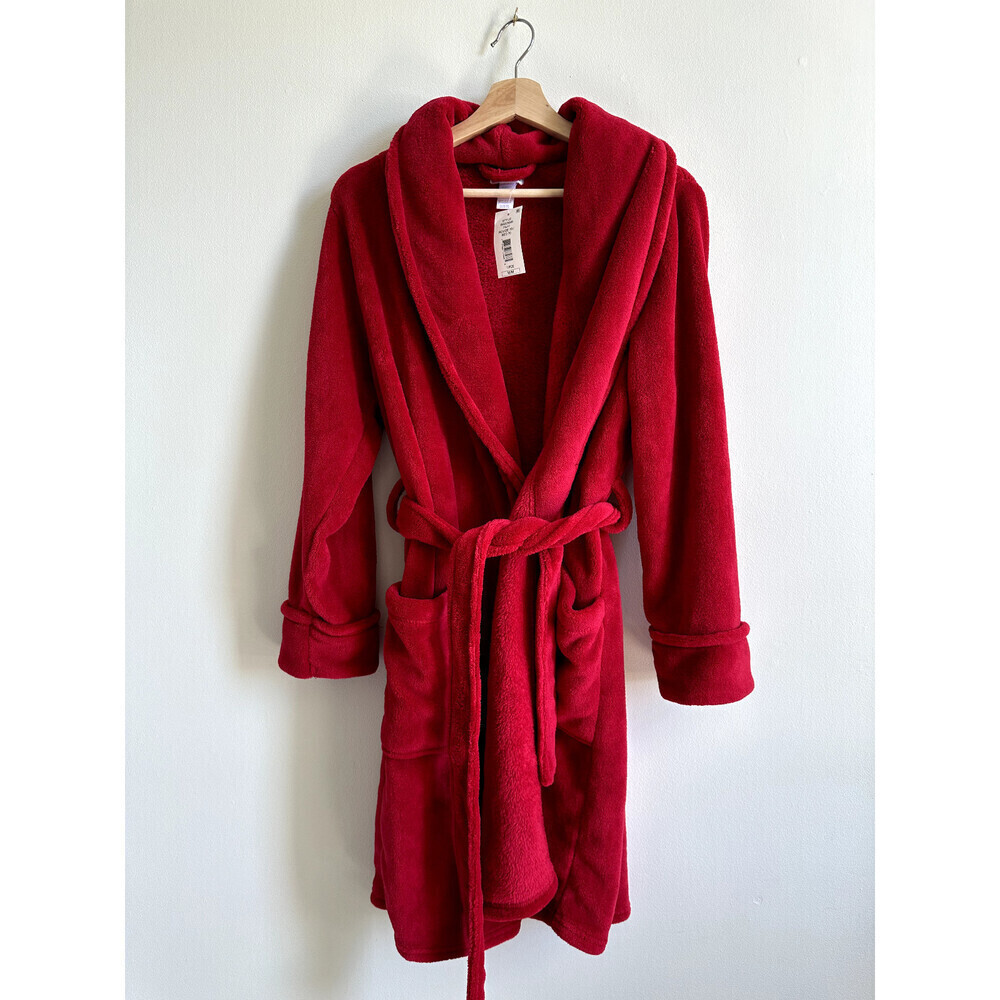 Midnight Maddie Women’s Ultra Soft belted Robe red Open Front Short Size M